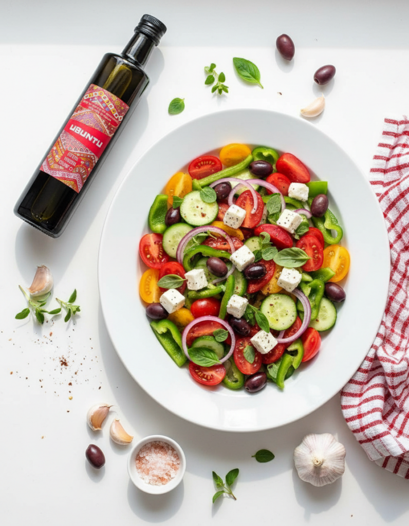 mediterranean salad with olive oil healthy nutrition (1)